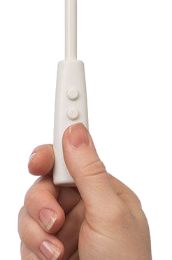 White power wand with buttons for operating a smart shade